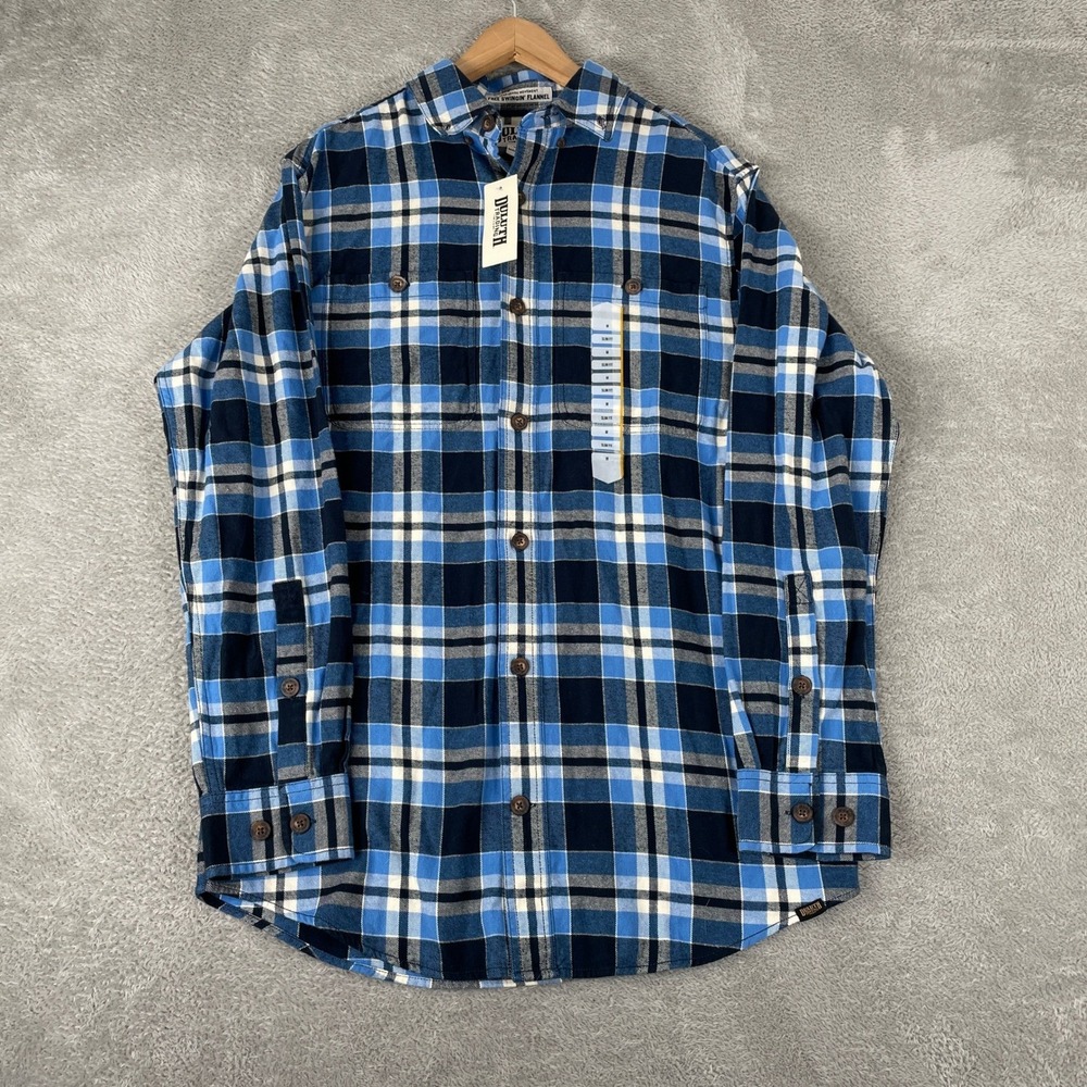 Duluth Trading Co Free Swingin Flannel Shirt Mens Medium Blue Plaid Slim Fit